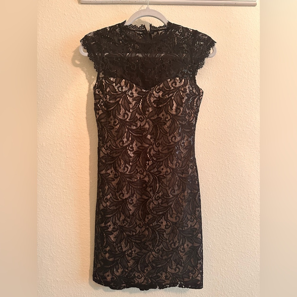 Black sheer lace sequin dress